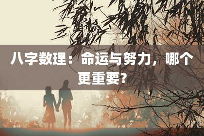 八字数理：命运与努力，哪个更重要？