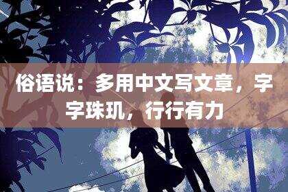 俗语说：多用中文写文章，字字珠玑，行行有力