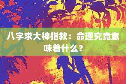 八字求大神指教：命理究竟意味着什么？