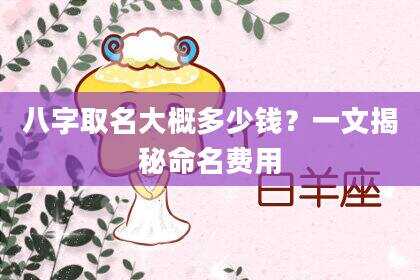 八字取名大概多少钱？一文揭秘命名费用